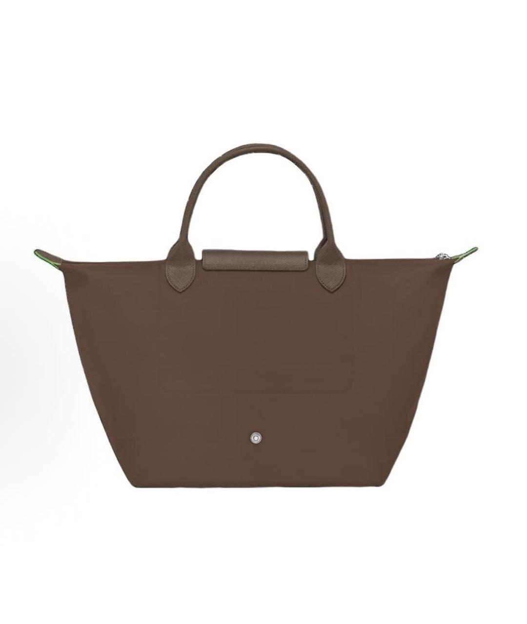 LONGCHAMP Коричневая тканевая сумка с короткими ручками, фото 3