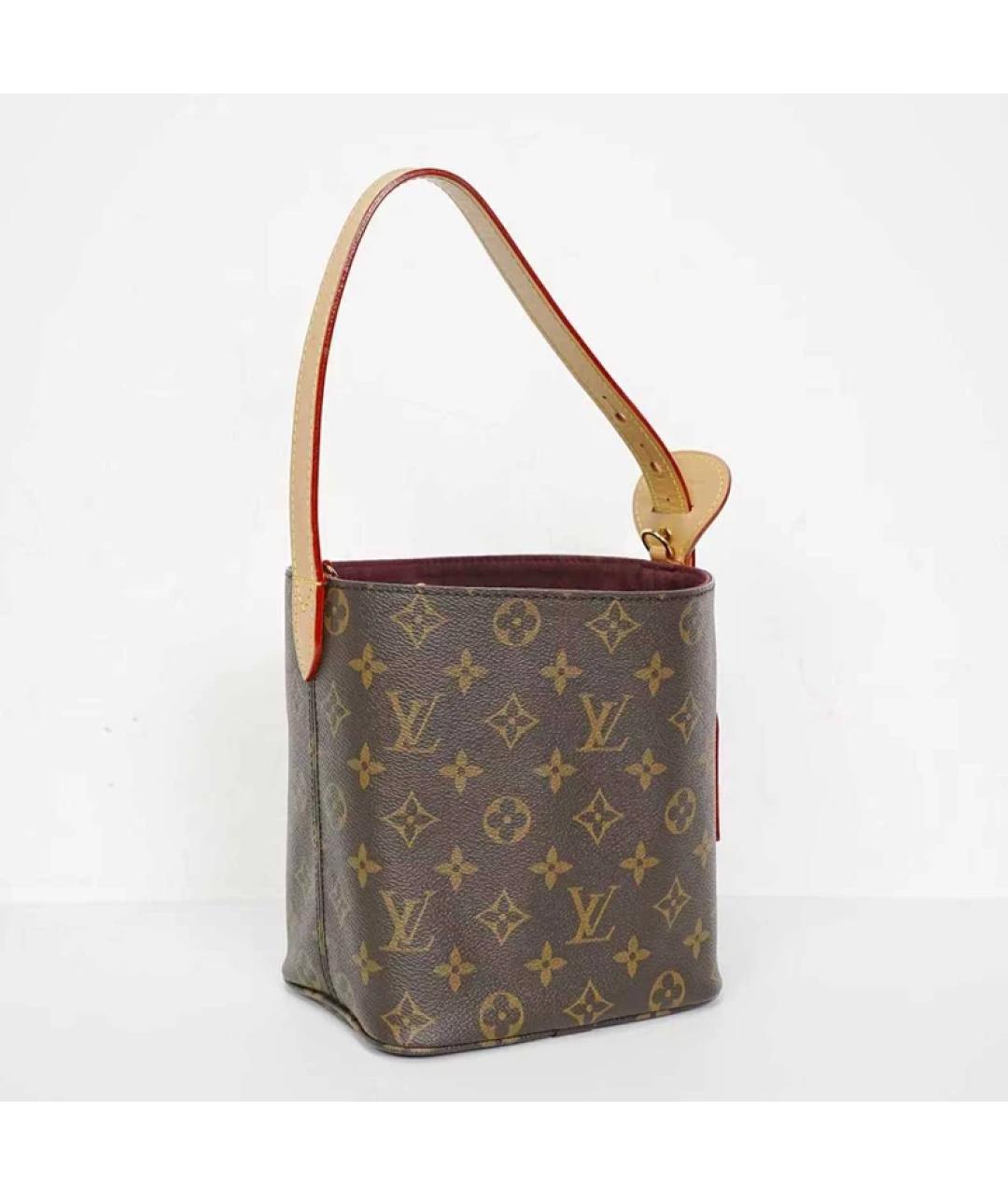 LOUIS VUITTON Коричневая кожаная сумка с короткими ручками, фото 3