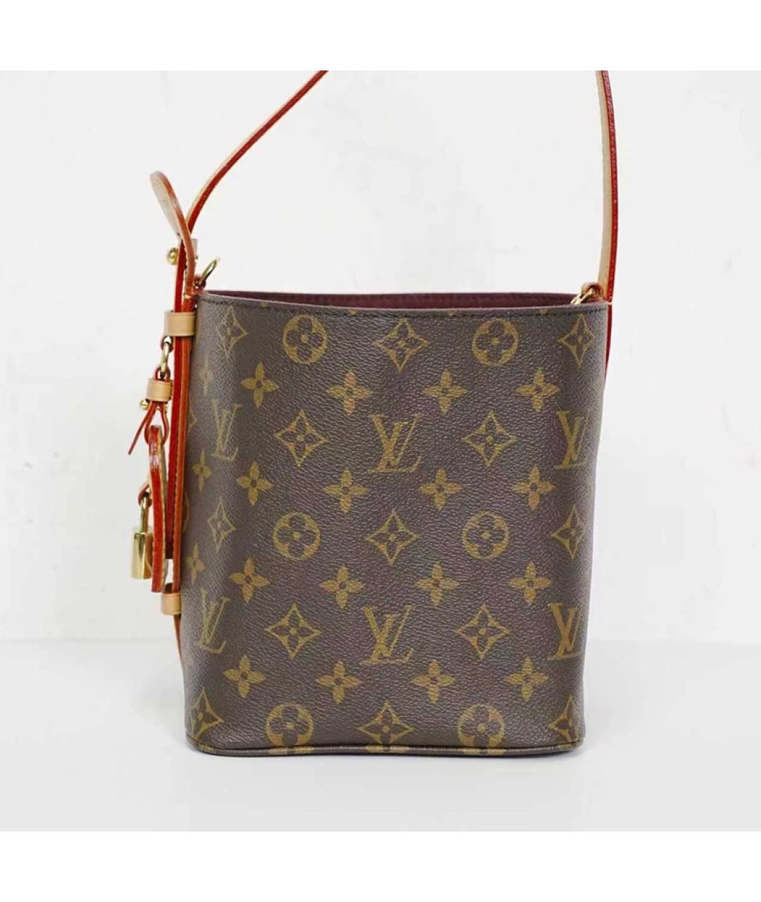 LOUIS VUITTON Коричневая кожаная сумка с короткими ручками, фото 5