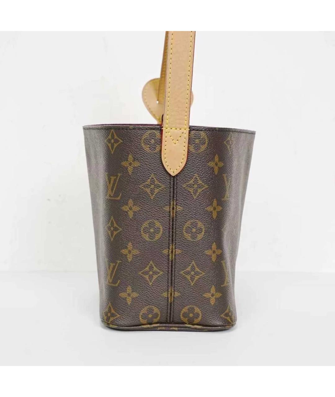 LOUIS VUITTON Коричневая кожаная сумка с короткими ручками, фото 4