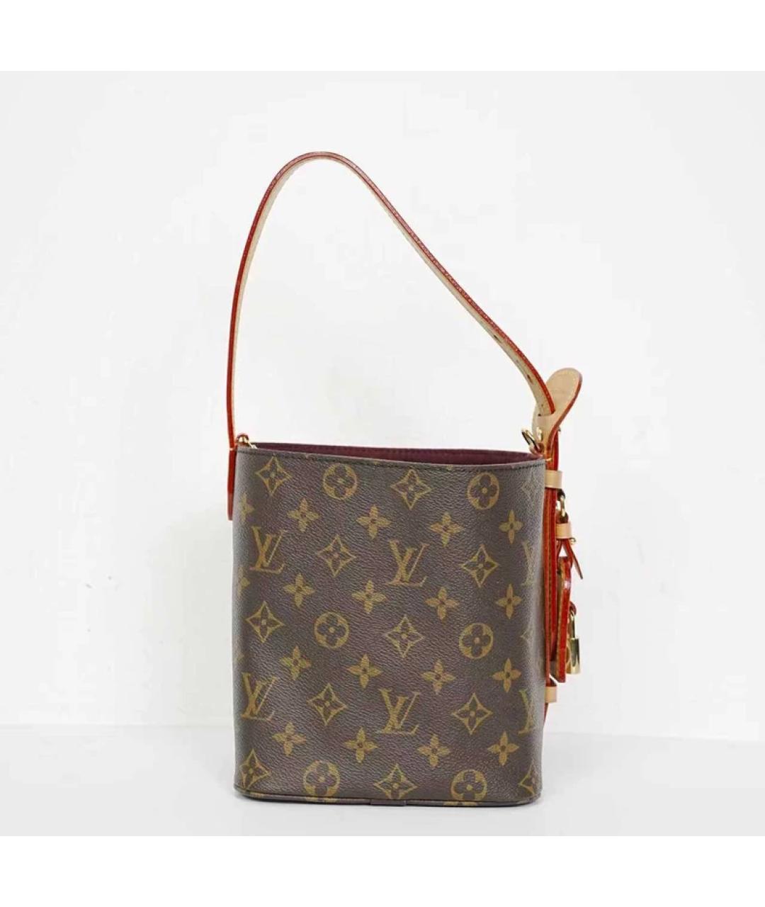 LOUIS VUITTON Коричневая кожаная сумка с короткими ручками, фото 10