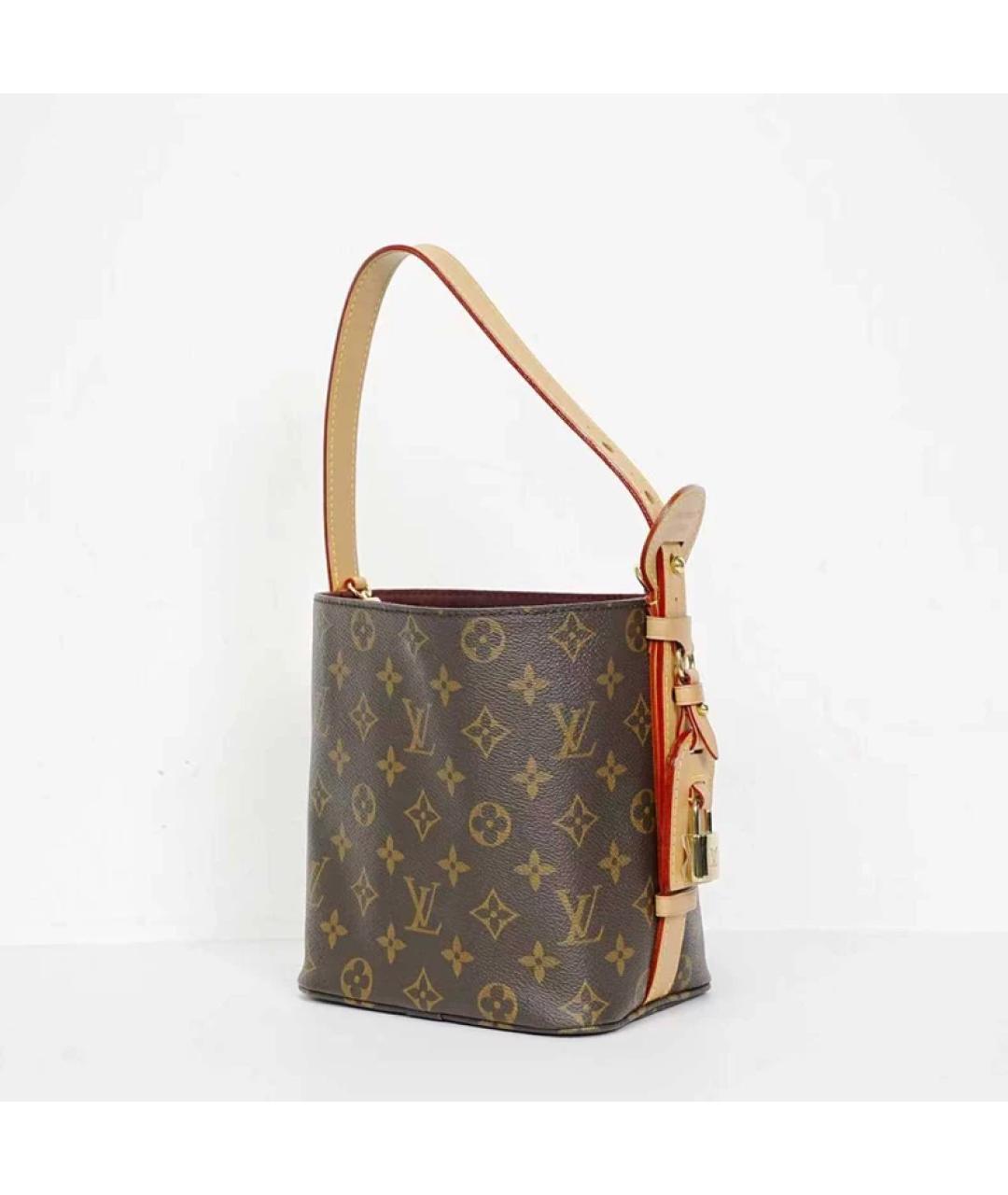 LOUIS VUITTON Коричневая кожаная сумка с короткими ручками, фото 2