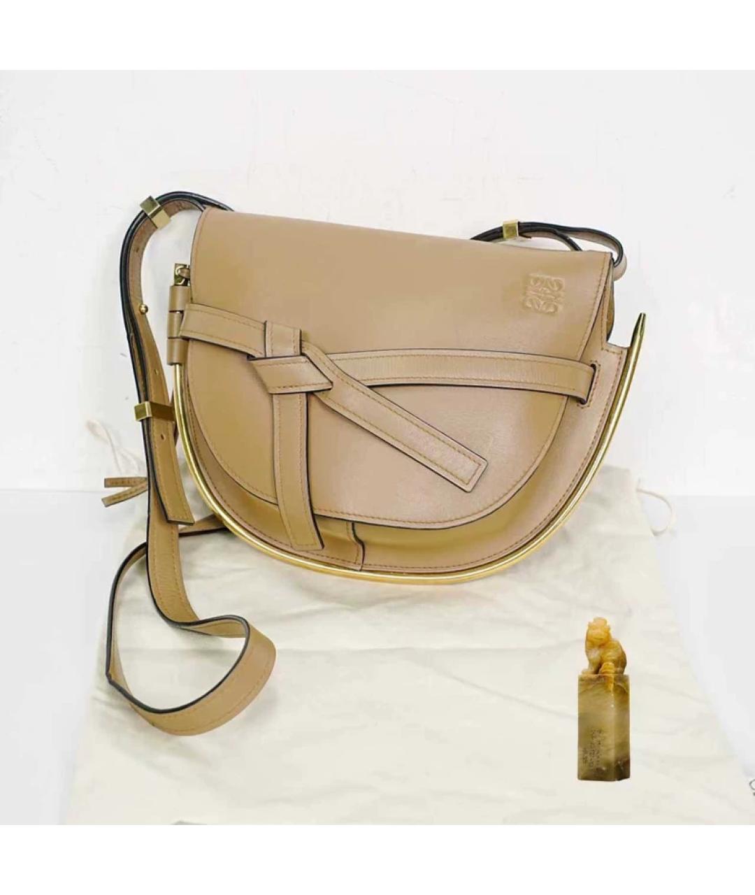 LOEWE Бежевая кожаная сумка через плечо, фото 9