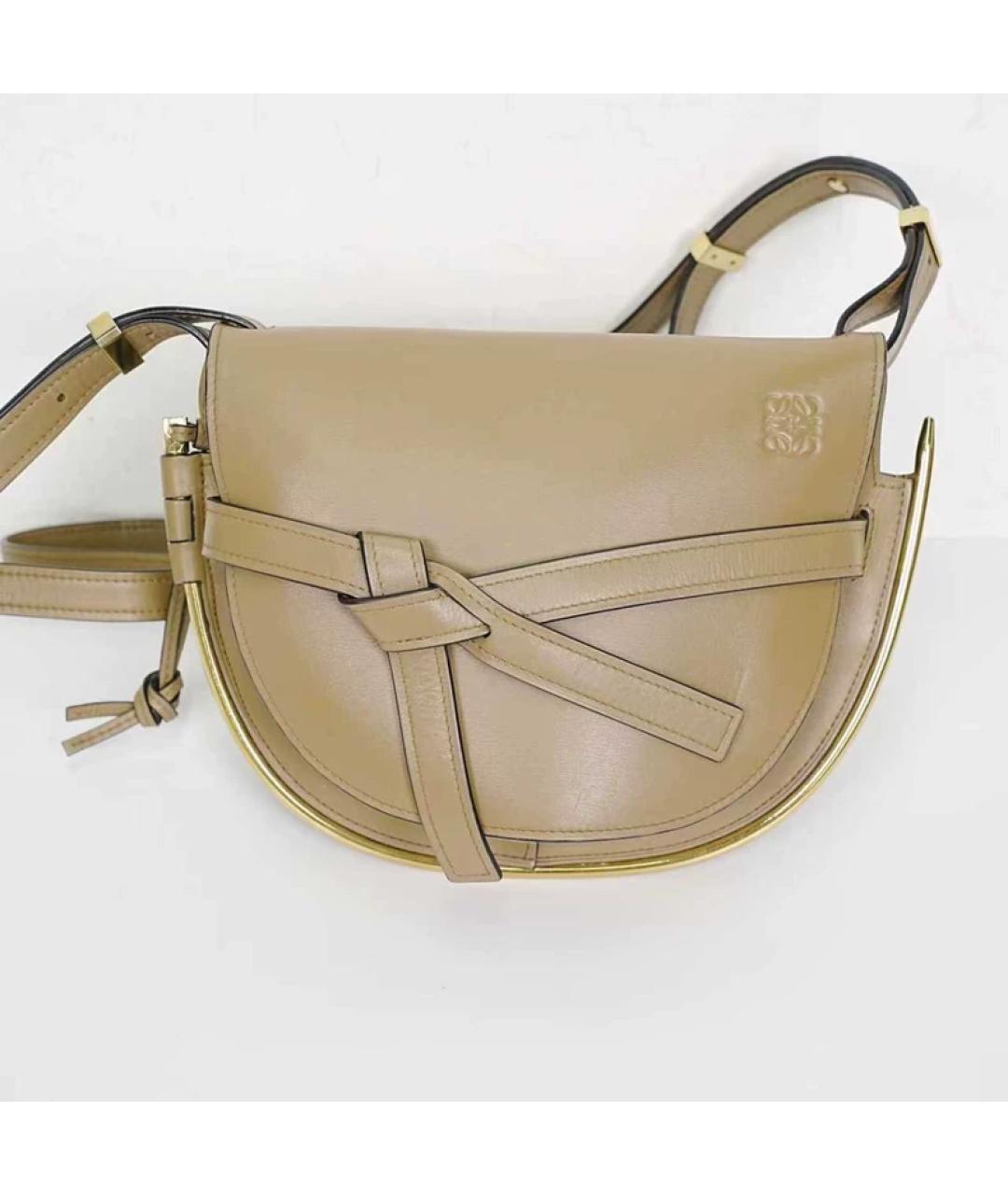 LOEWE Бежевая кожаная сумка через плечо, фото 10