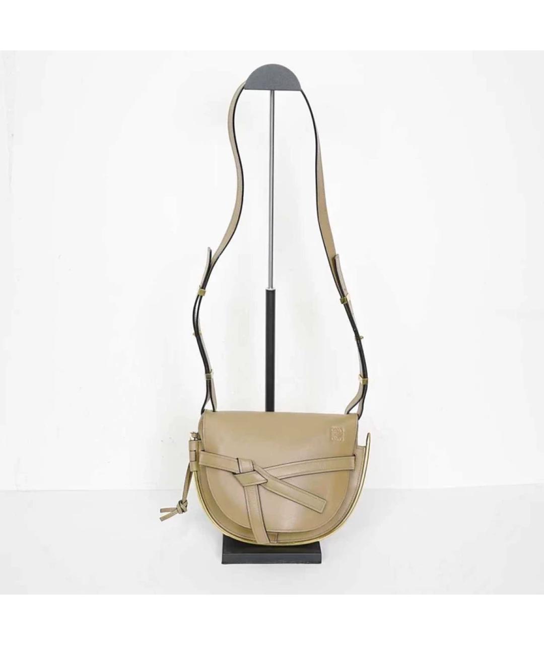 LOEWE Бежевая кожаная сумка через плечо, фото 2