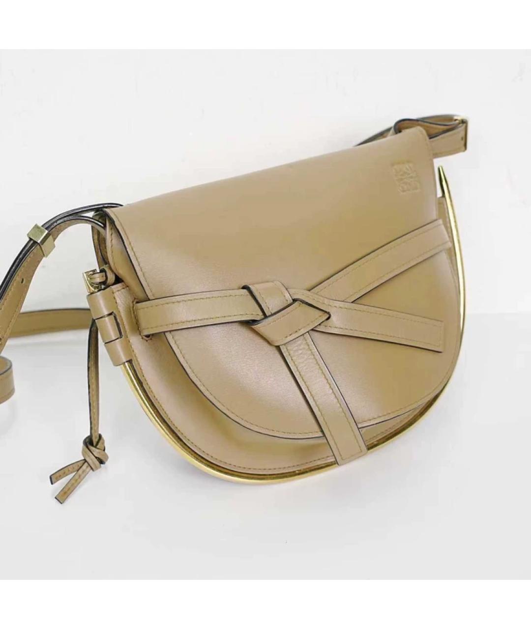 LOEWE Бежевая кожаная сумка через плечо, фото 5