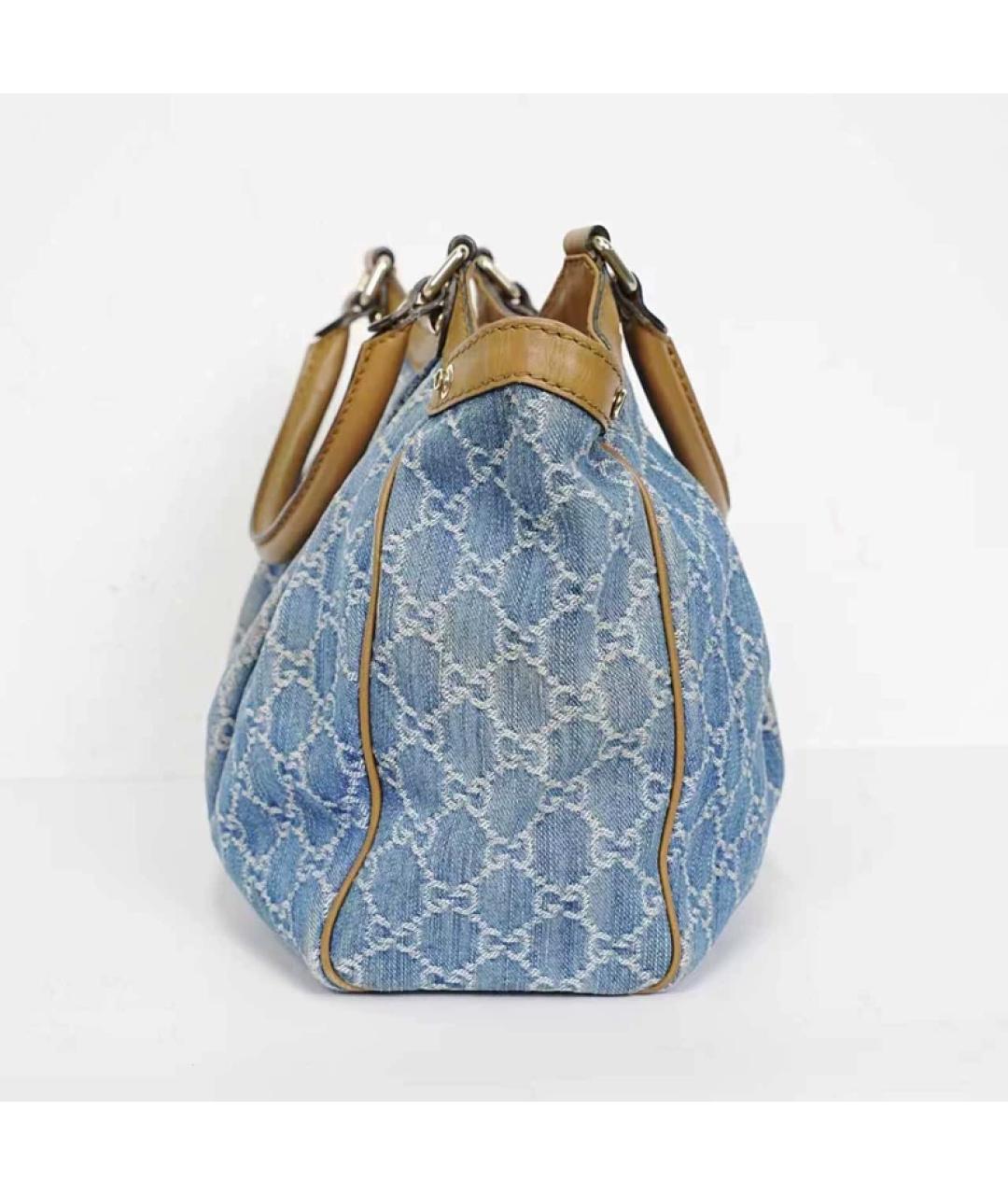 GUCCI Синяя деним сумка с короткими ручками, фото 3