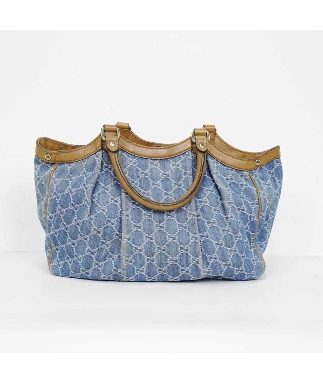 GUCCI Синяя деним сумка с короткими ручками, фото 6