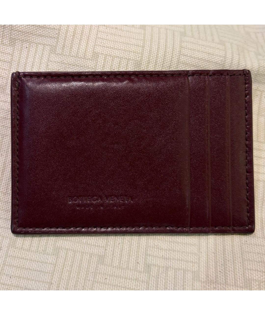 BOTTEGA VENETA Бордовый кожаный кардхолдер, фото 2