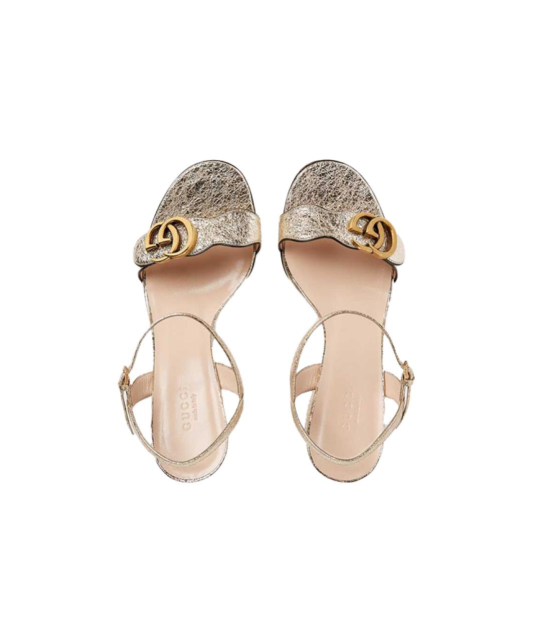 GUCCI Бежевые кожаные босоножки, фото 4