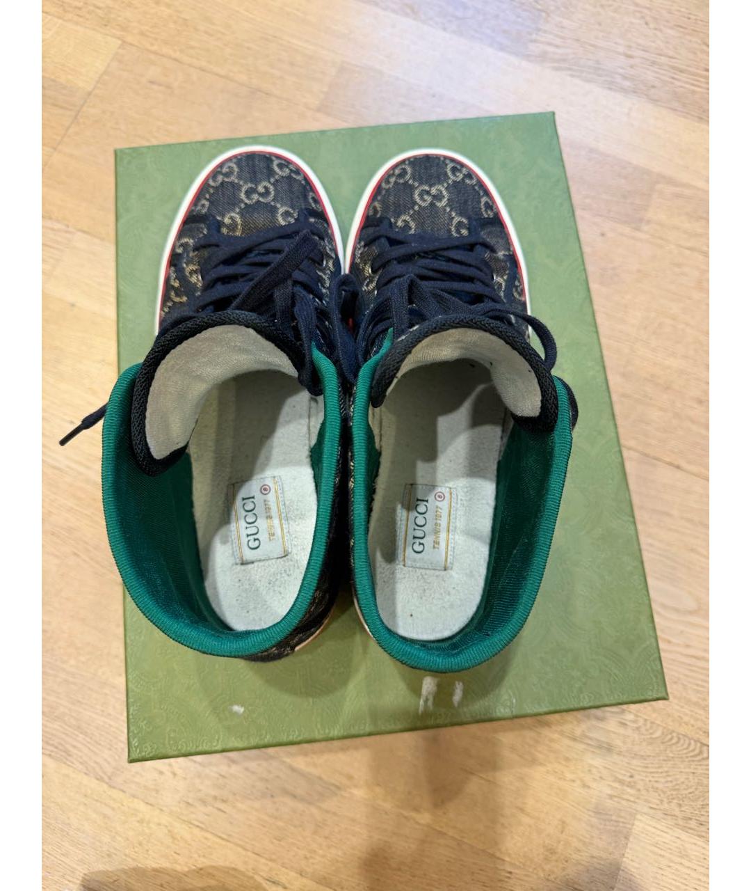 GUCCI Черные текстильные высокие кроссовки / кеды, фото 3