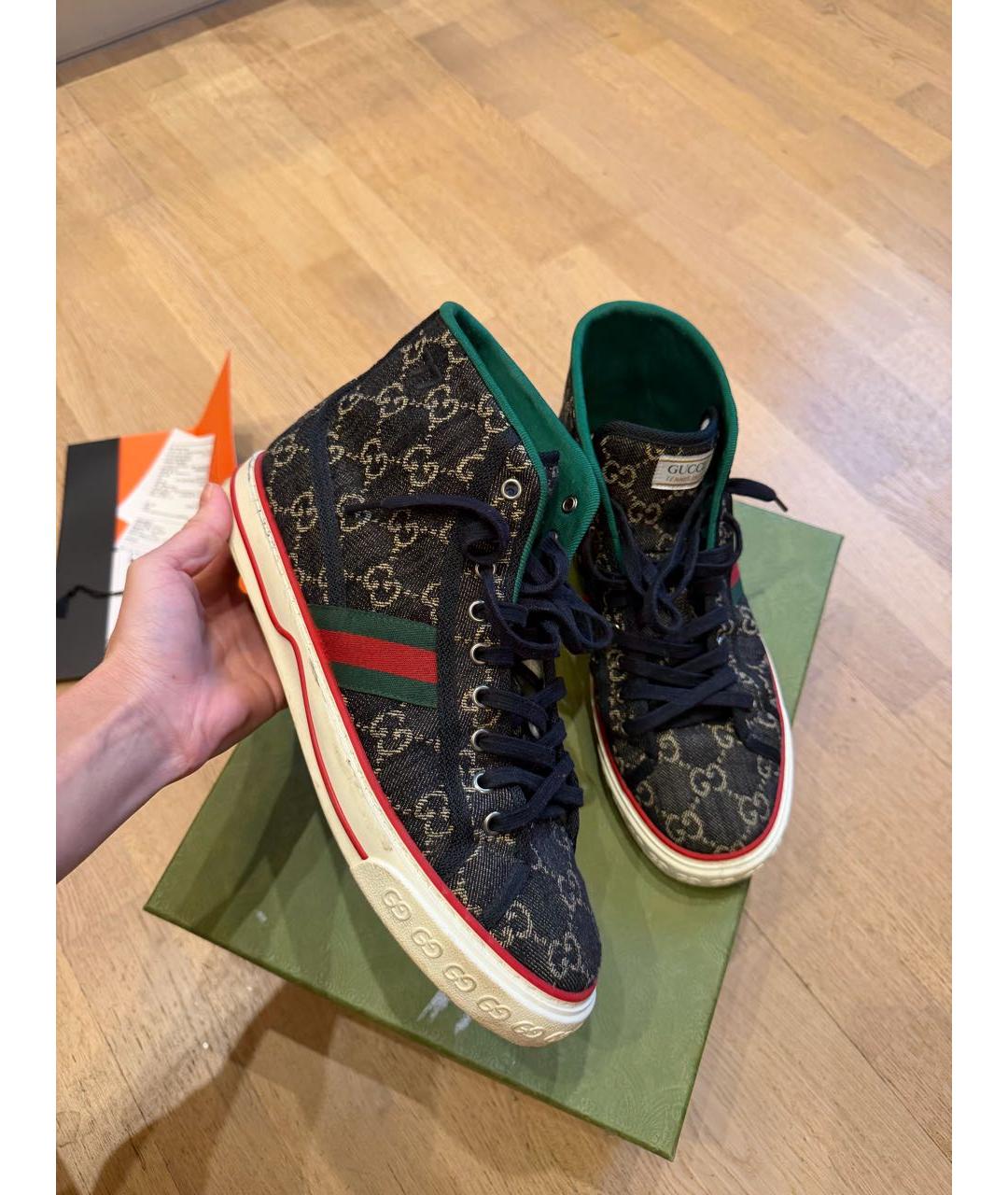 GUCCI Черные текстильные высокие кроссовки / кеды, фото 6