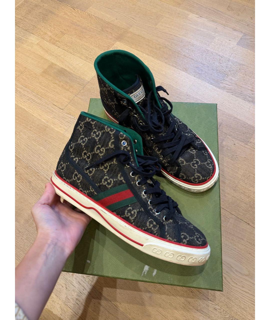 GUCCI Черные текстильные высокие кроссовки / кеды, фото 7