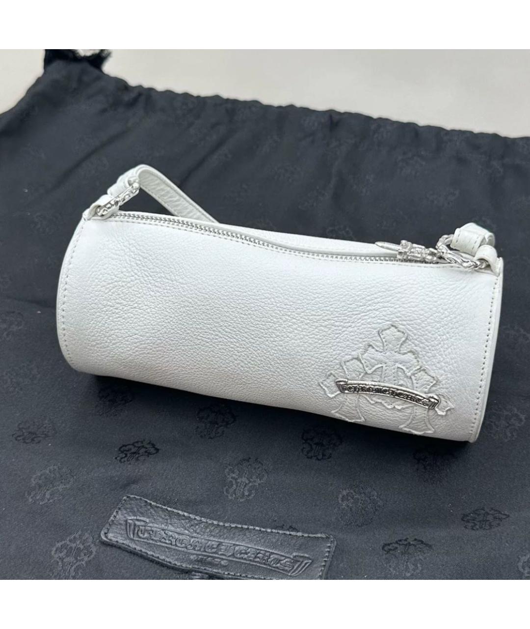 CHROME HEARTS Белая кожаная сумка с короткими ручками, фото 3