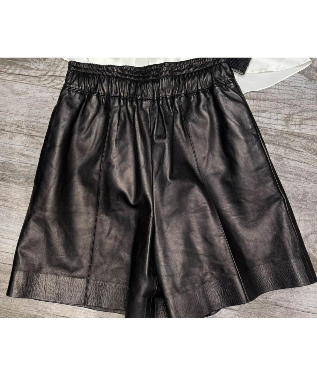 BRUNELLO CUCINELLI Черные кожаные шорты, фото 7