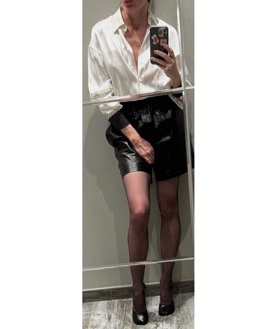 BRUNELLO CUCINELLI Черные кожаные шорты, фото 6