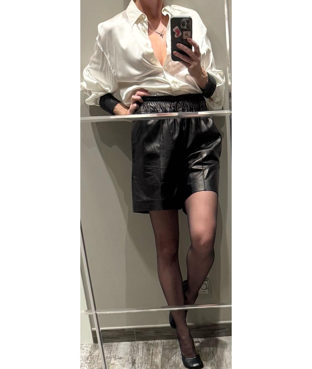 BRUNELLO CUCINELLI Черные кожаные шорты, фото 5