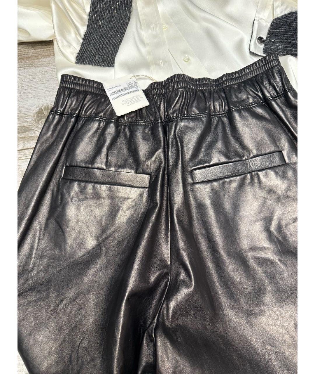 BRUNELLO CUCINELLI Черные кожаные шорты, фото 2