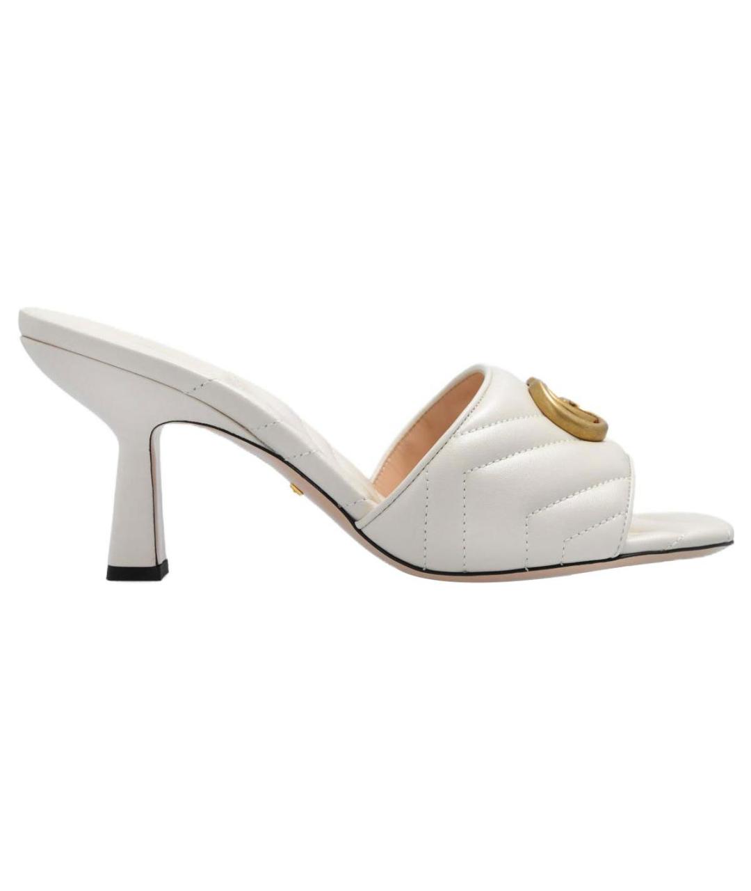 GUCCI Белые кожаные босоножки, фото 1