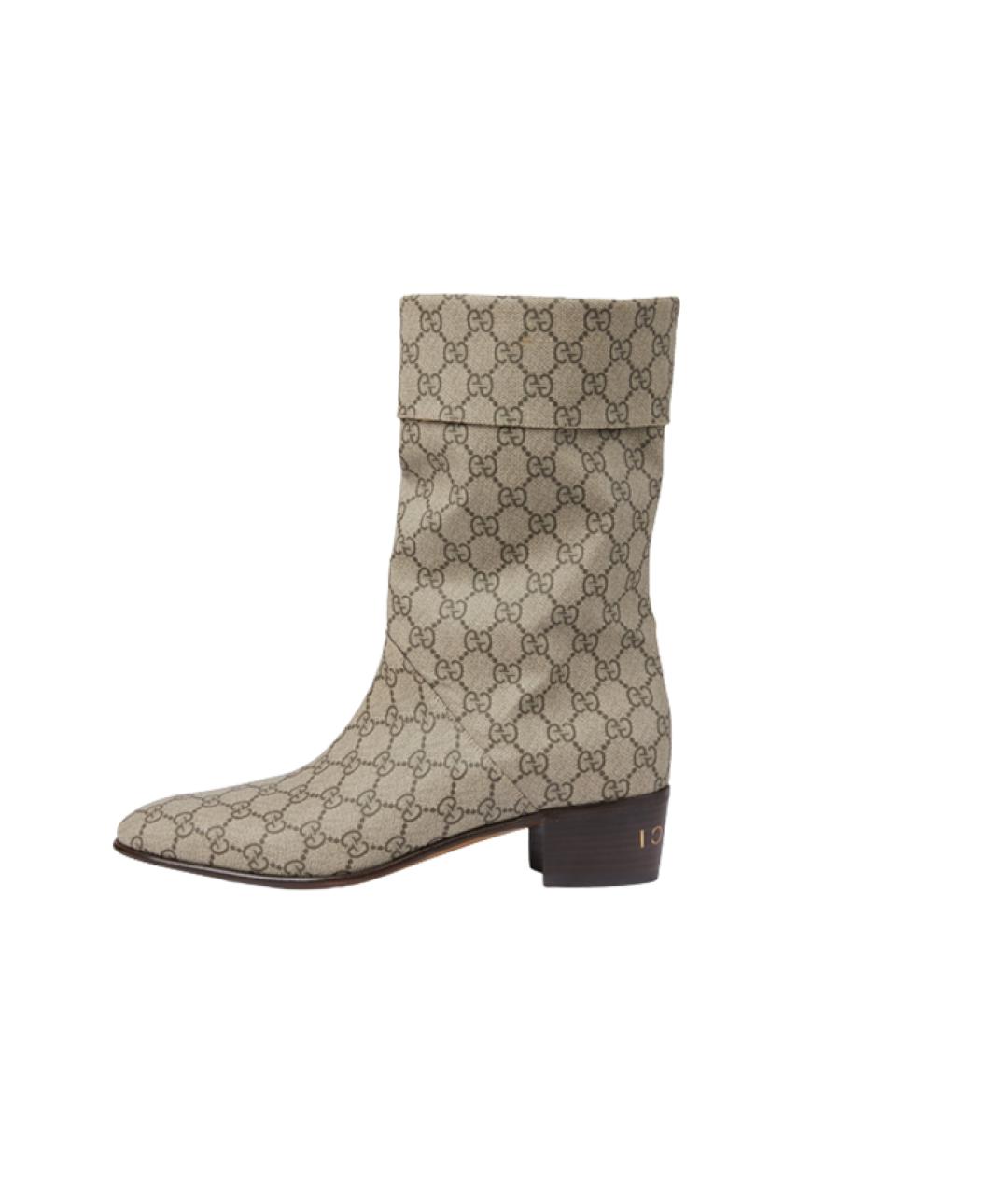 GUCCI Бежевые кожаные низкие ботинки, фото 2