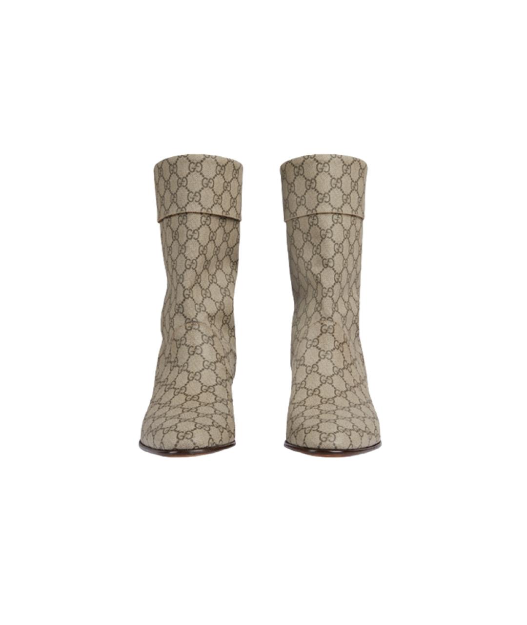 GUCCI Бежевые кожаные низкие ботинки, фото 4