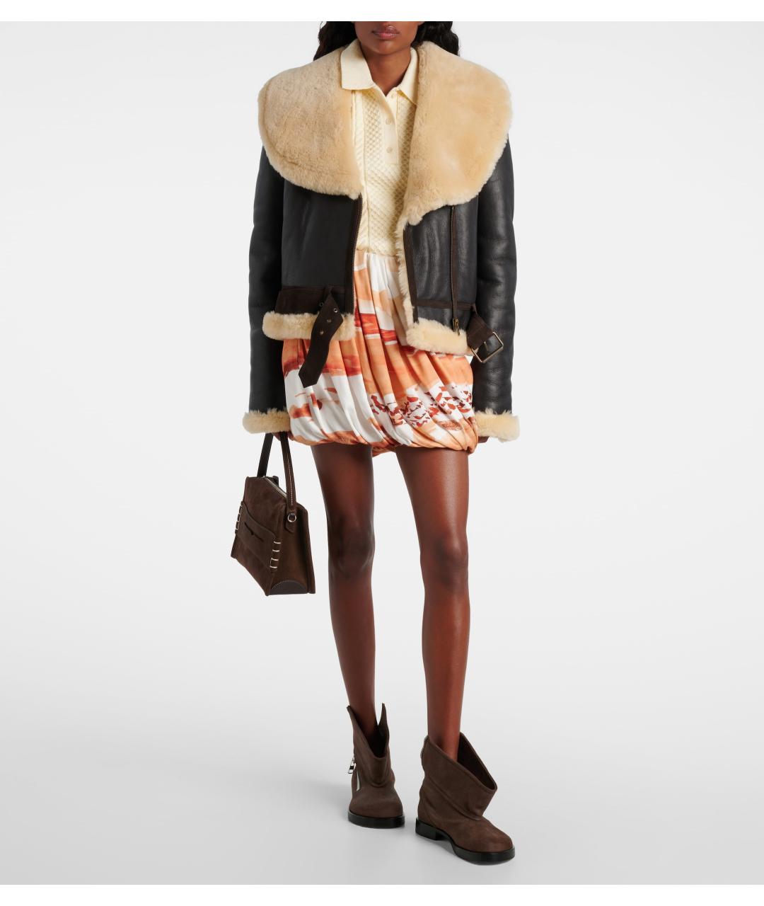 J.W.ANDERSON Коричневая кожаная дубленка, фото 7