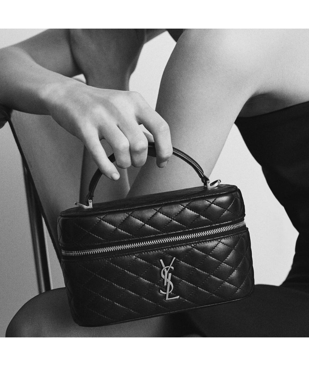 SAINT LAURENT Черная кожаная сумка через плечо, фото 3