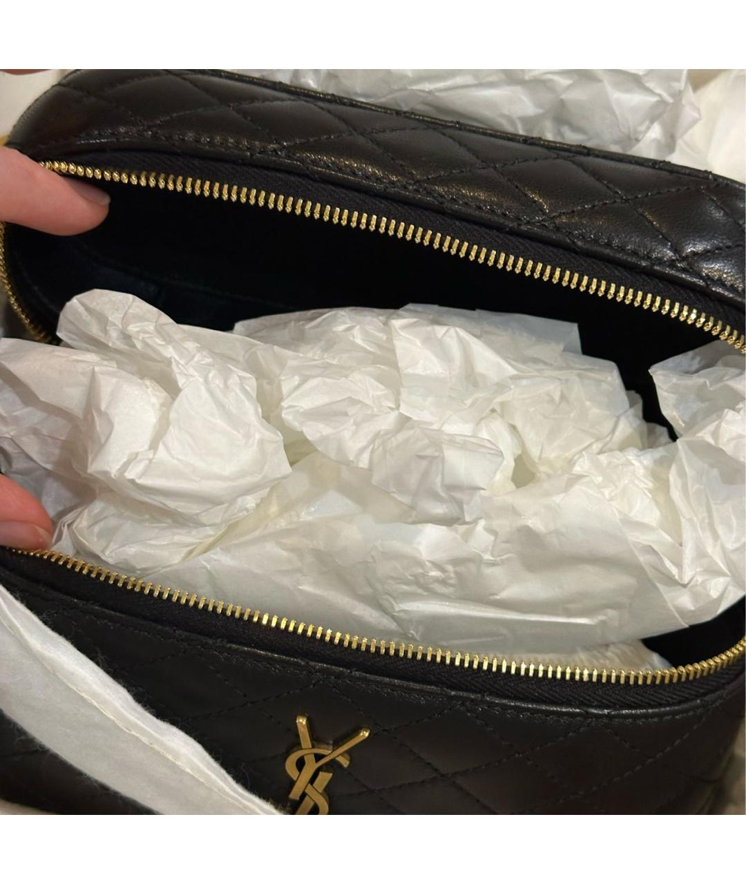 SAINT LAURENT Черная кожаная сумка через плечо, фото 6