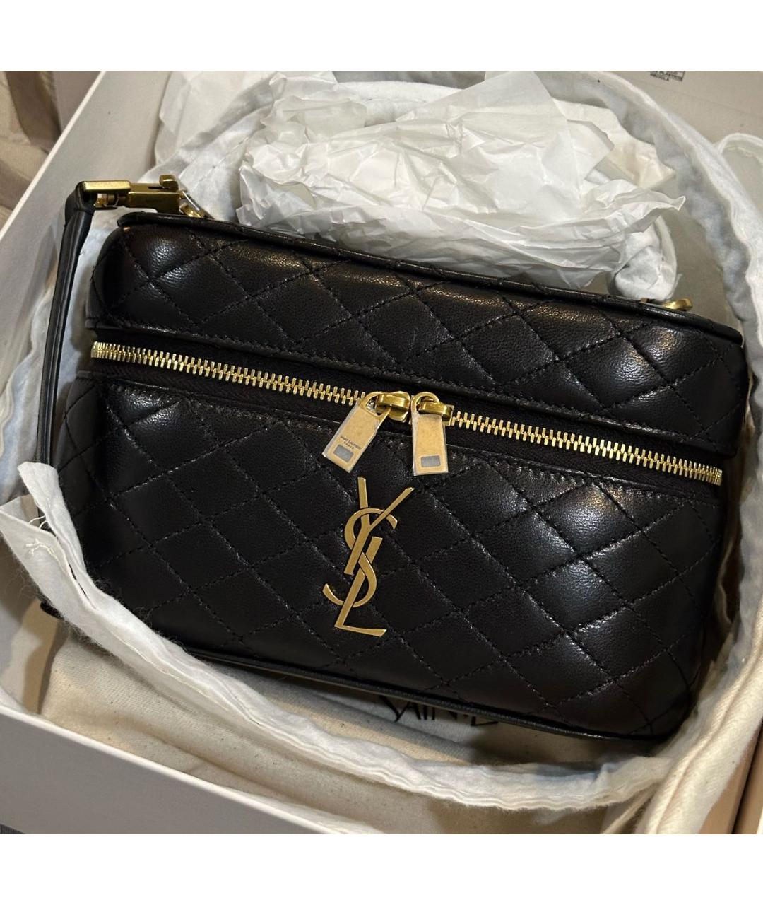 SAINT LAURENT Черная кожаная сумка через плечо, фото 2