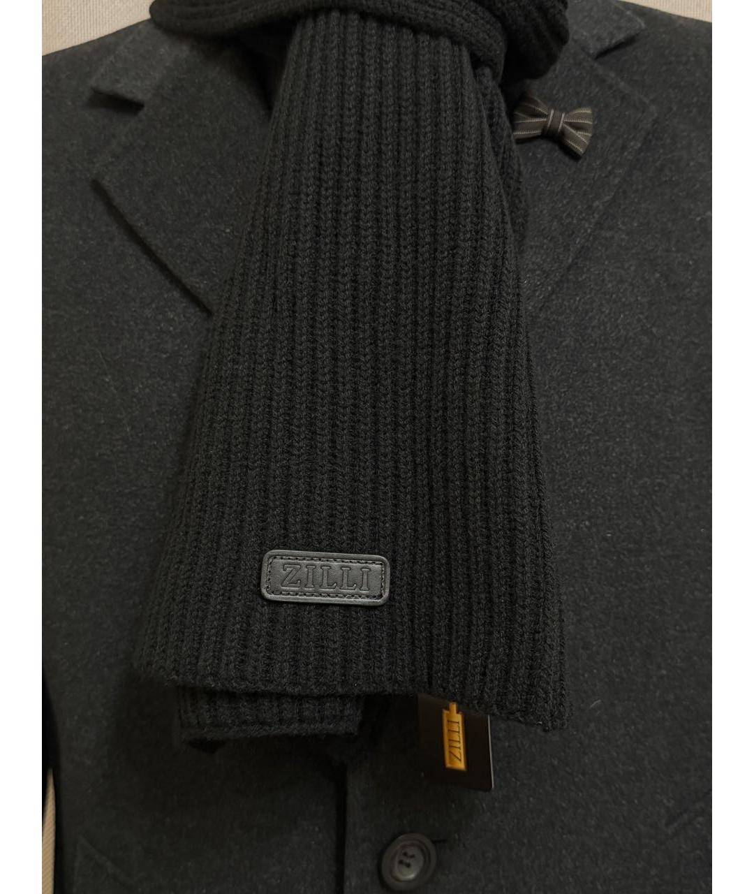 ZILLI Черный шерстяной шарф, фото 8