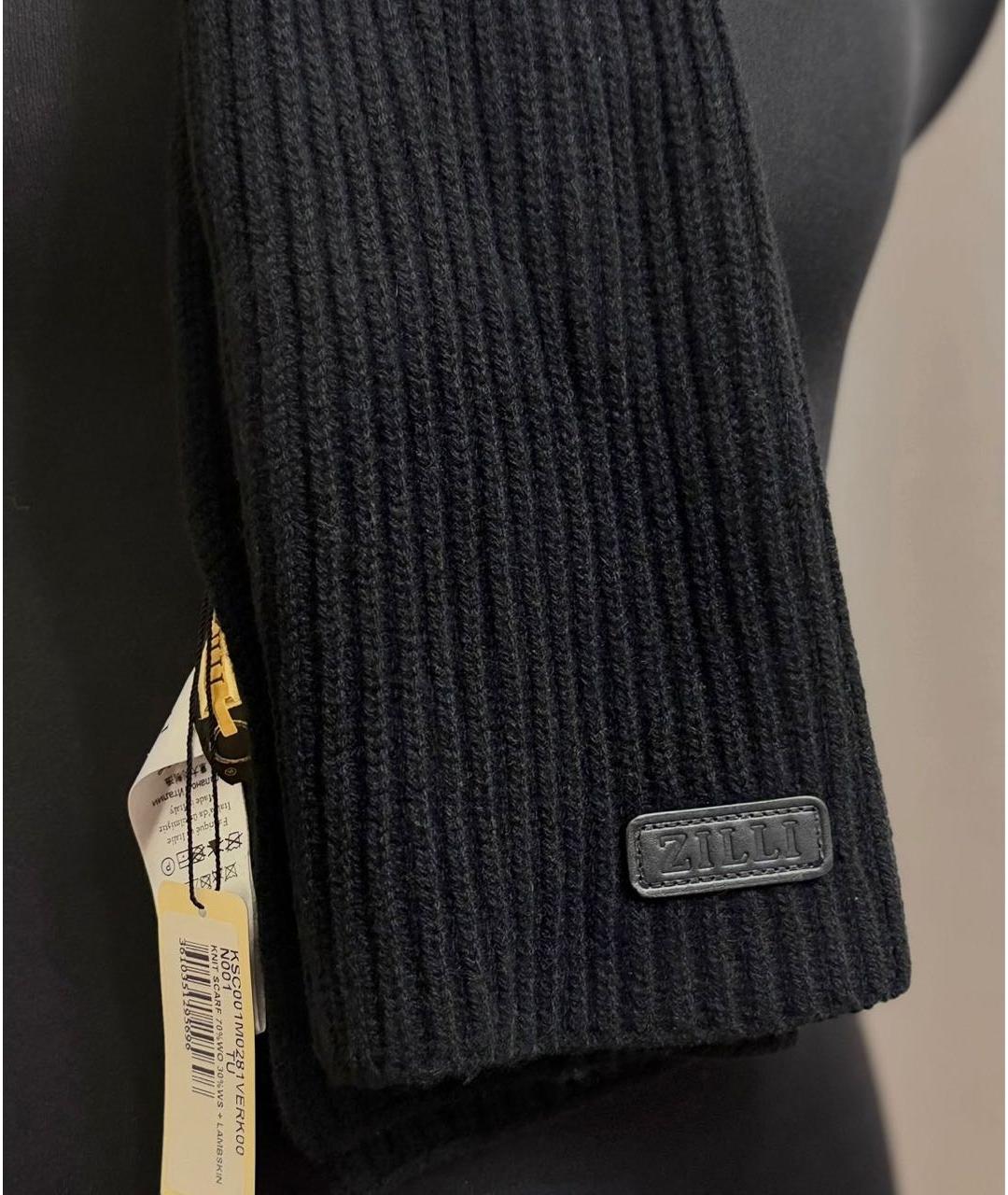 ZILLI Черный шерстяной шарф, фото 5