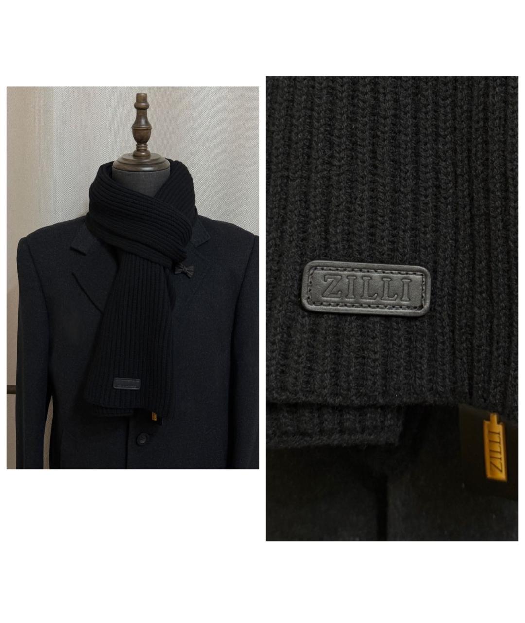 ZILLI Черный шерстяной шарф, фото 3