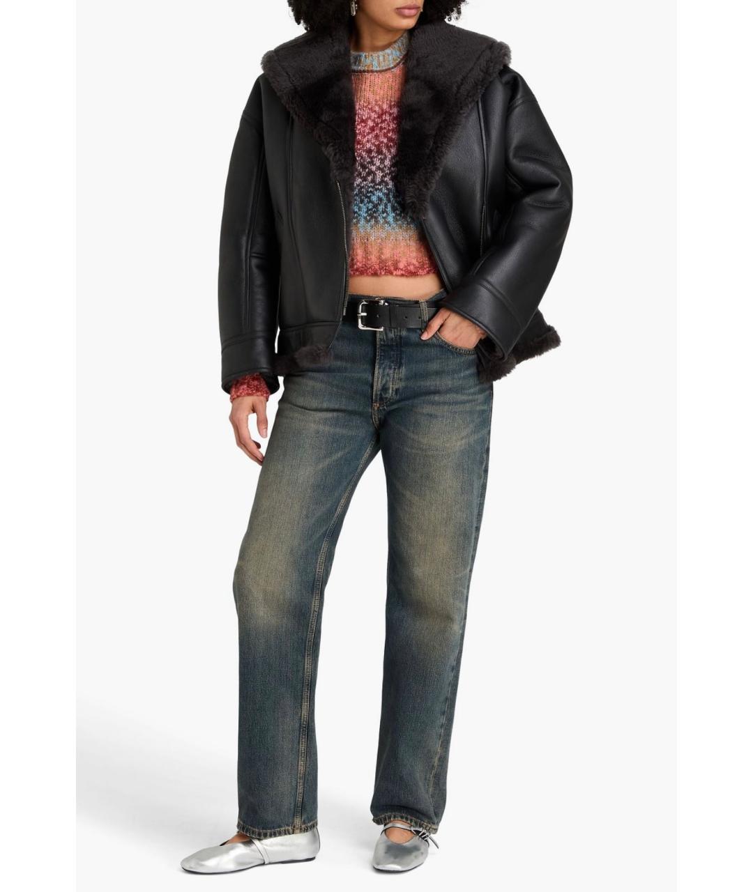 ACNE STUDIOS Черная кожаная дубленка, фото 2