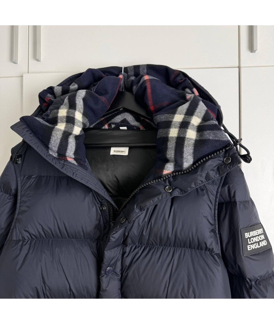 BURBERRY Темно-синий полиамидовый пуховик, фото 3
