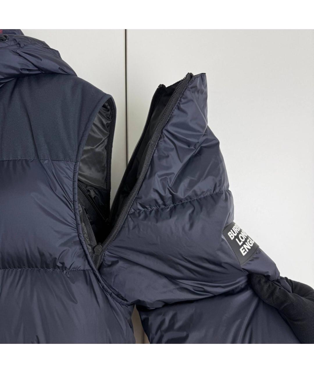 BURBERRY Темно-синий полиамидовый пуховик, фото 4