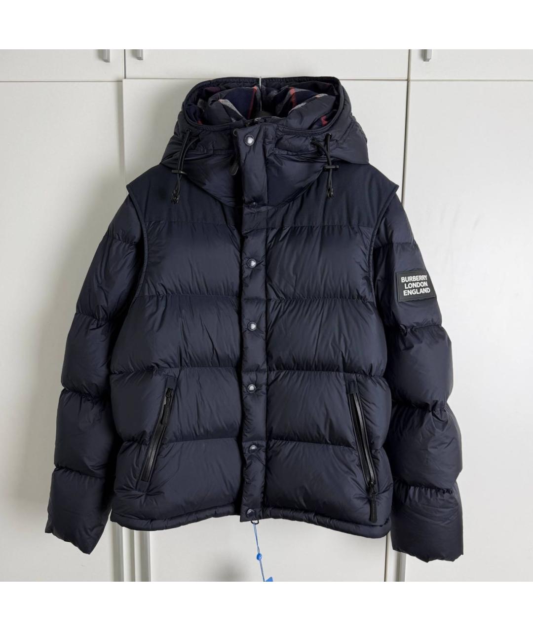 BURBERRY Темно-синий полиамидовый пуховик, фото 6