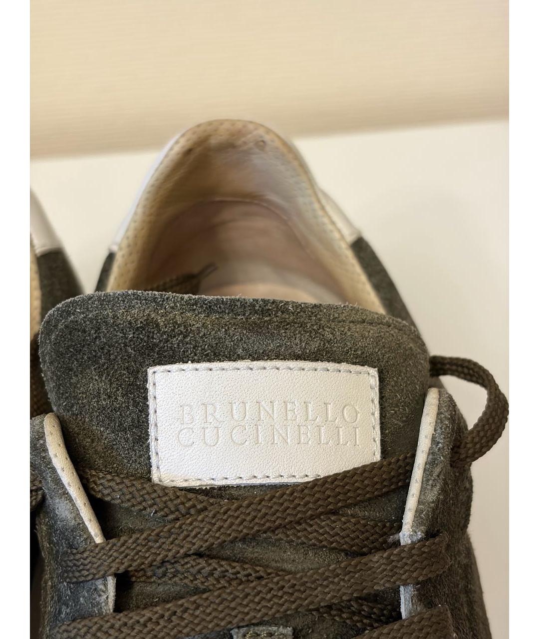 BRUNELLO CUCINELLI Зеленые замшевые низкие кроссовки / кеды, фото 7