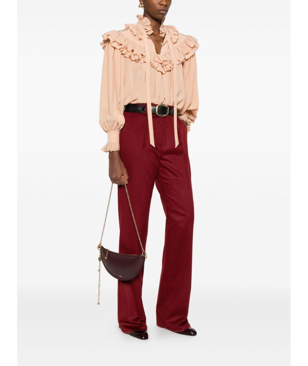 CHLOE Бордовая кожаная сумка через плечо, фото 3