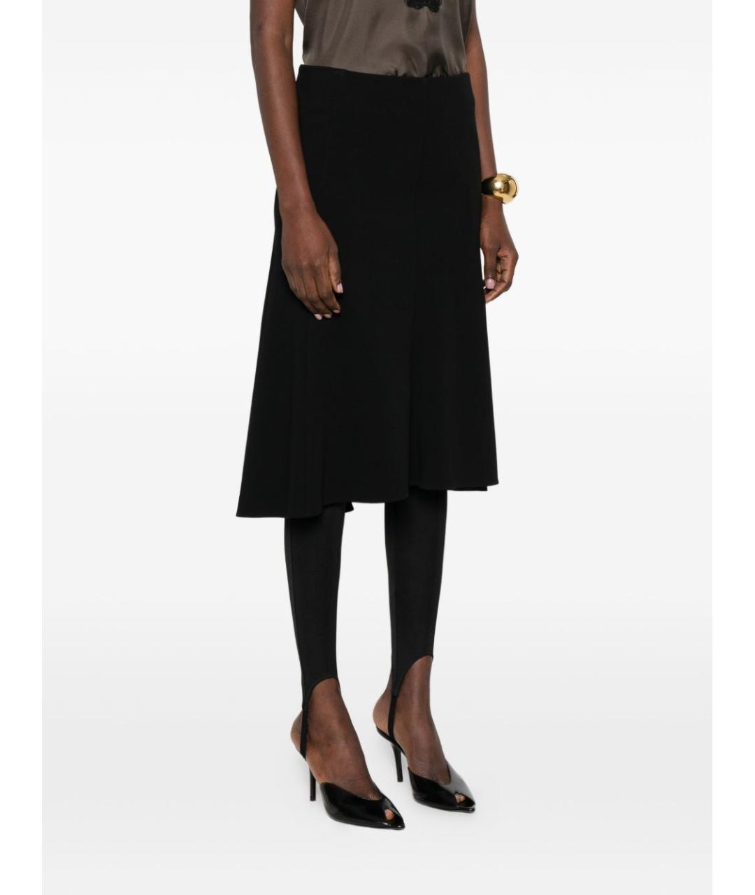 JIL SANDER Черная вискозная юбка миди, фото 2