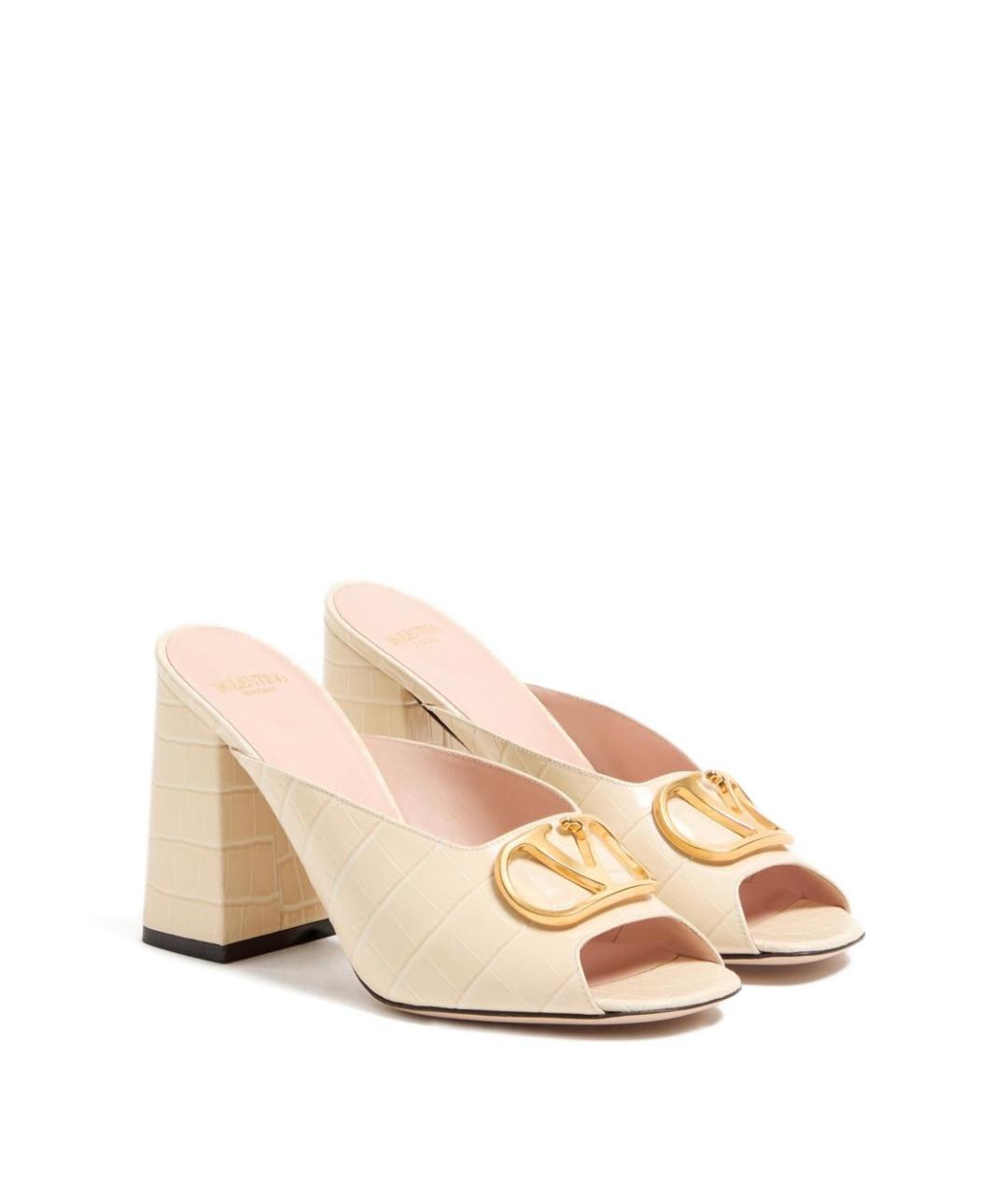 VALENTINO Белые кожаные мюли, фото 2