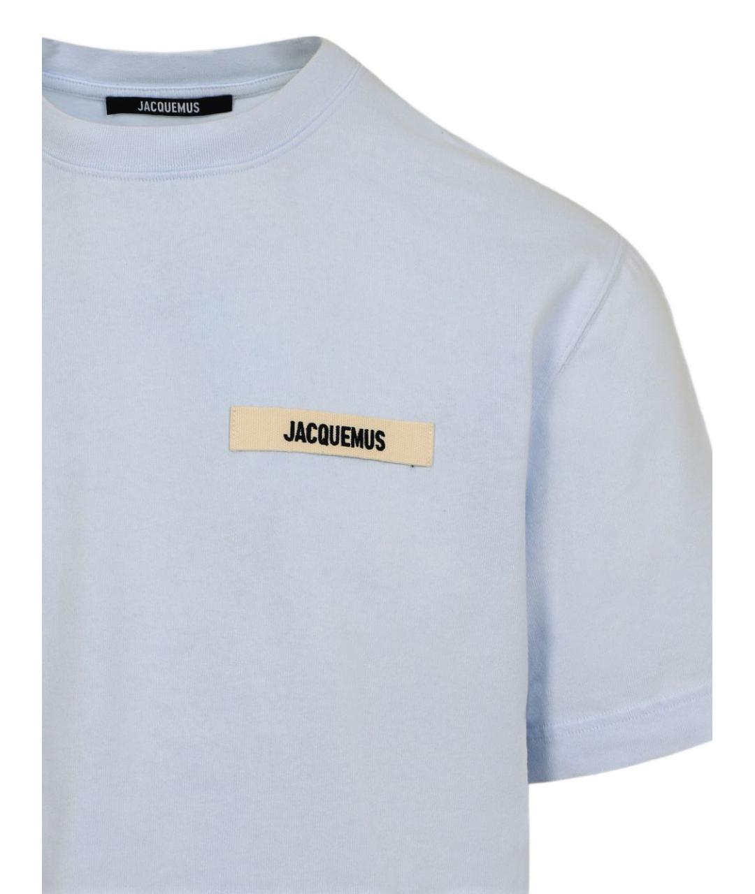 JACQUEMUS Голубая хлопковая футболка, фото 3