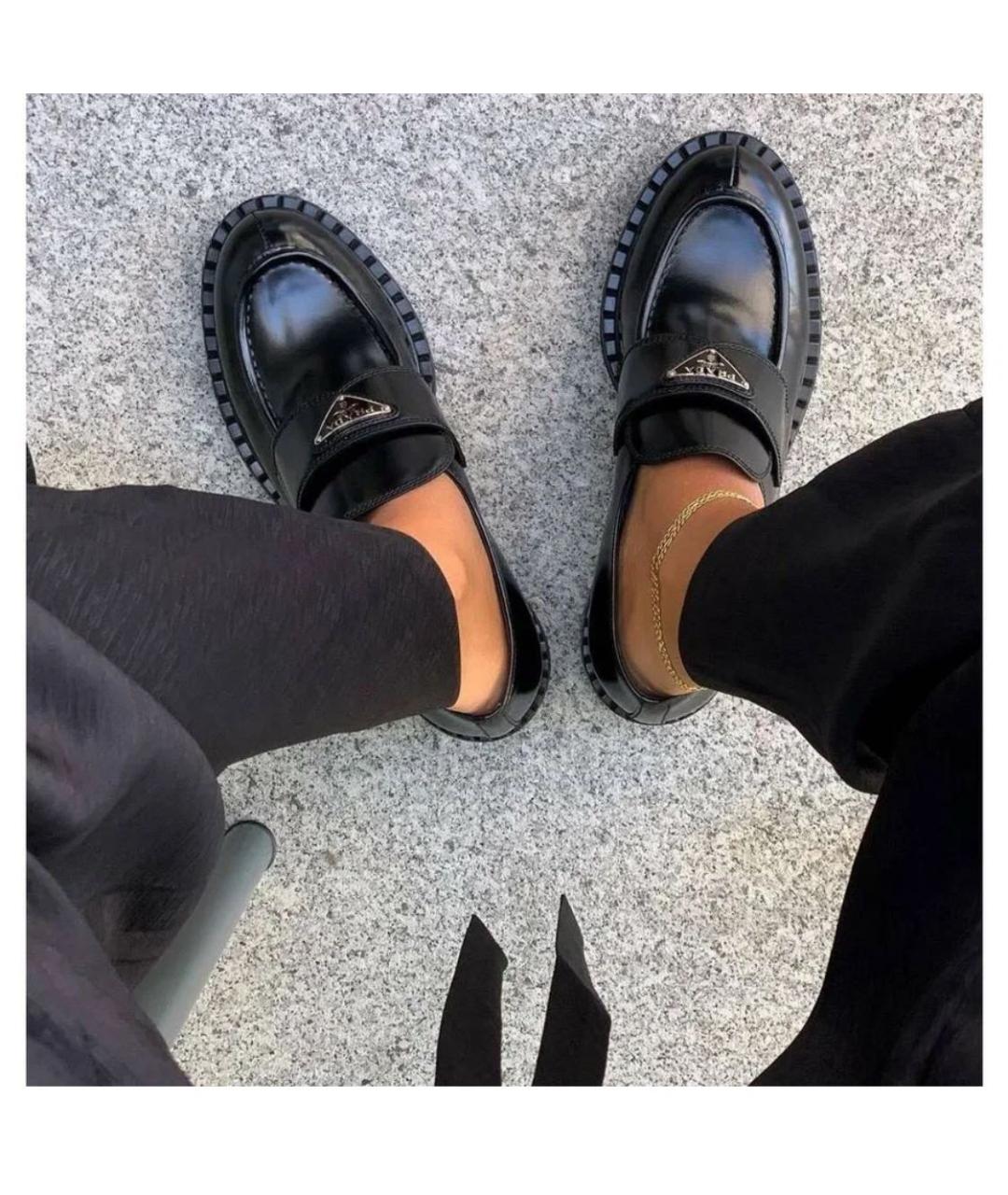 PRADA Черные кожаные лоферы, фото 5