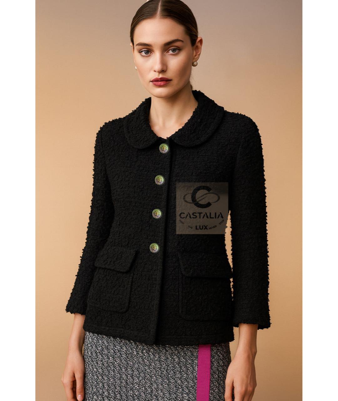 CHANEL Черный твидовый жакет/пиджак, фото 2