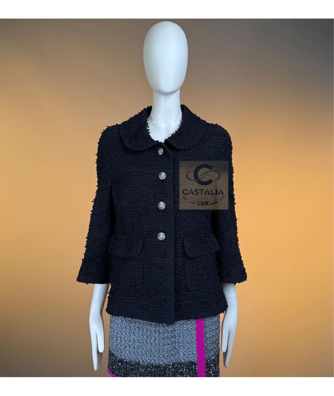 CHANEL Черный твидовый жакет/пиджак, фото 4