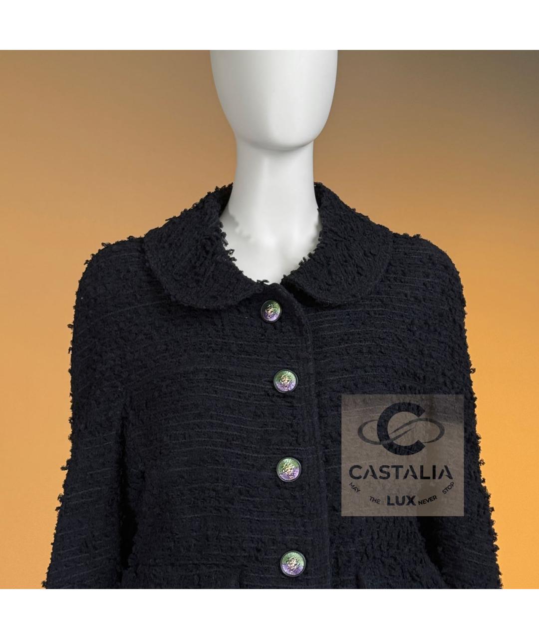 CHANEL Черный твидовый жакет/пиджак, фото 5