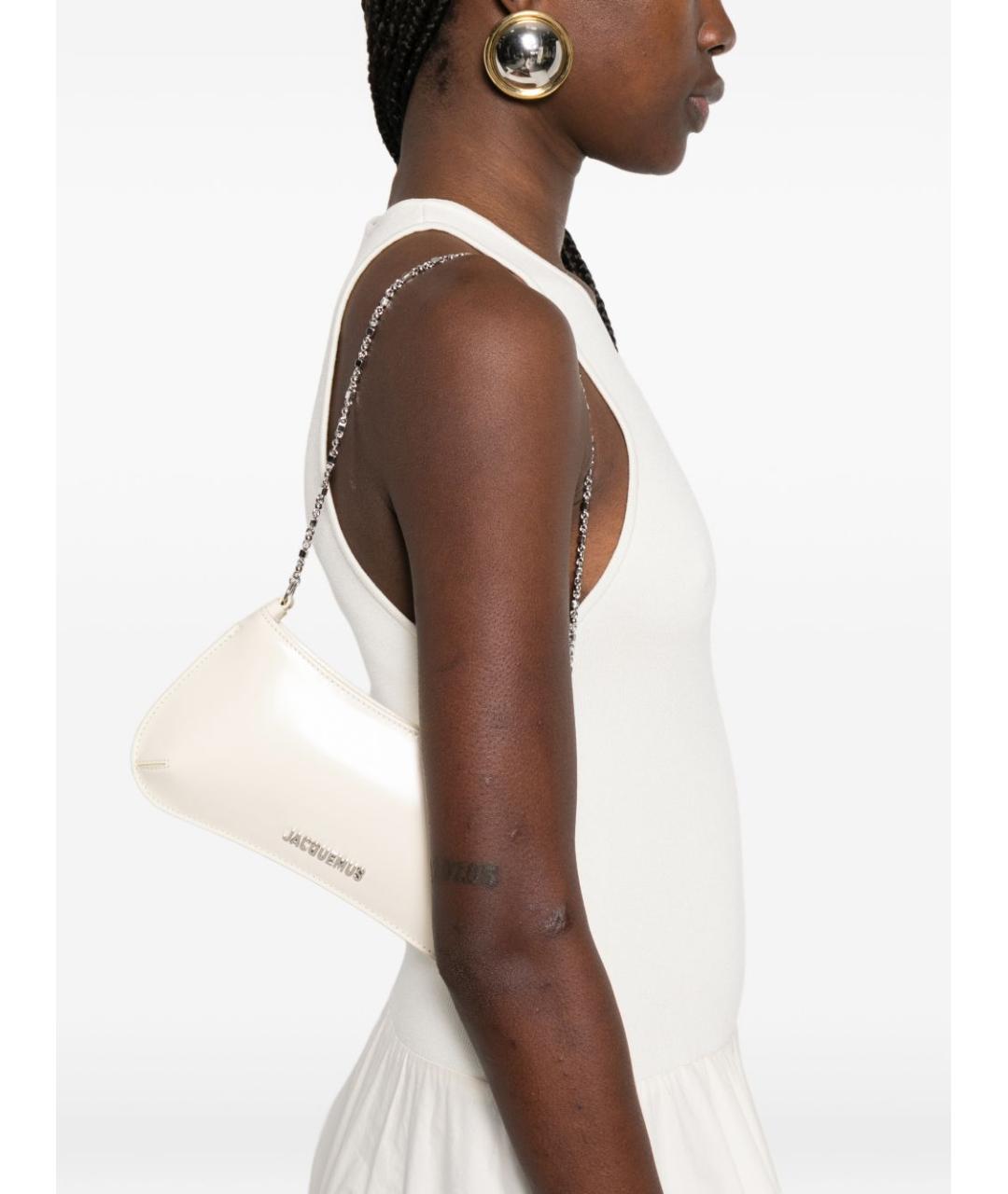 JACQUEMUS Белая кожаная сумка через плечо, фото 4