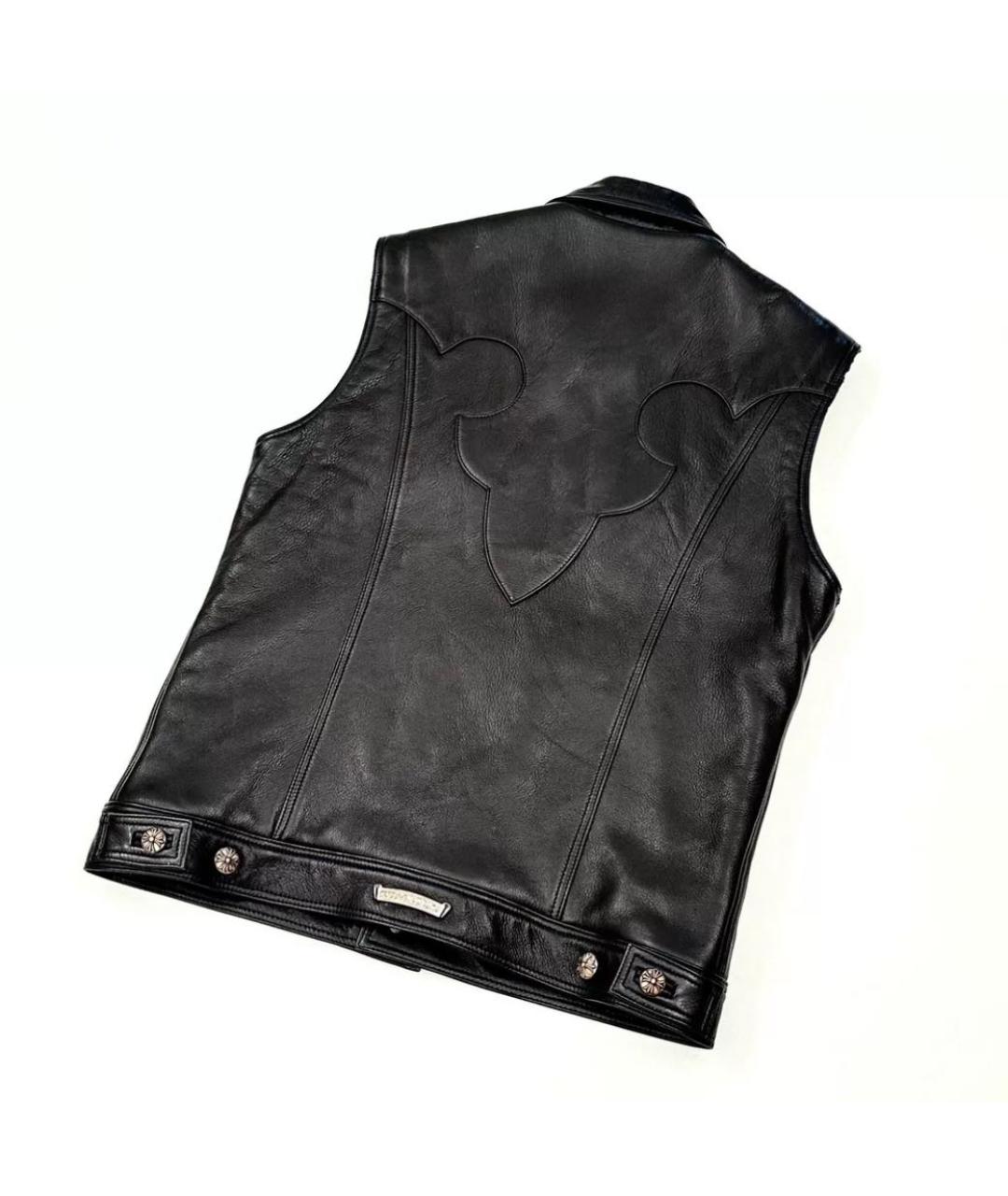 CHROME HEARTS Черный кожаный жилет, фото 2