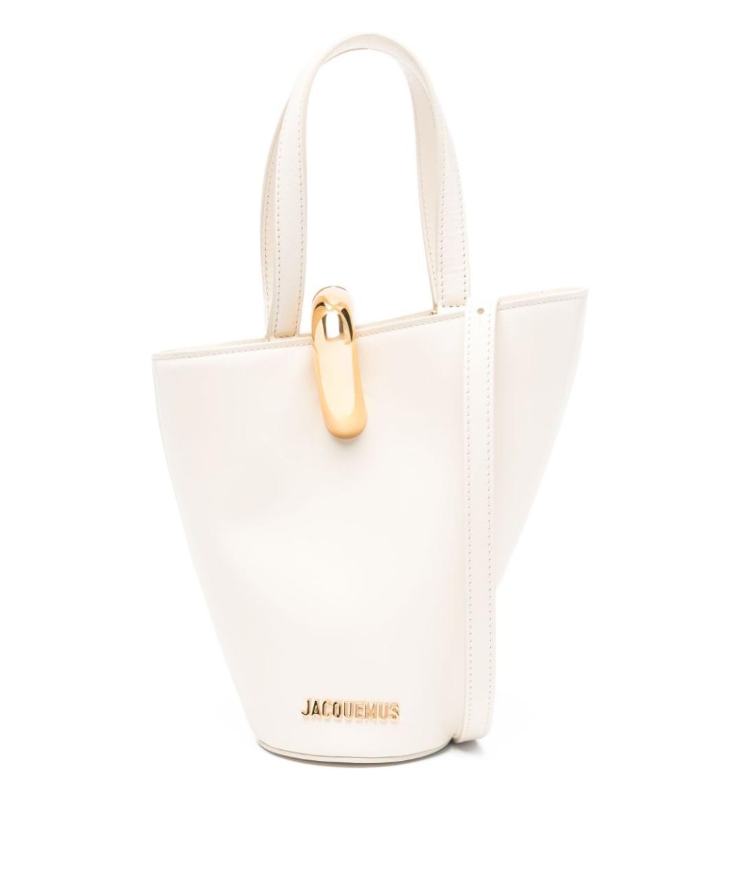 JACQUEMUS Белая кожаная сумка тоут, фото 1