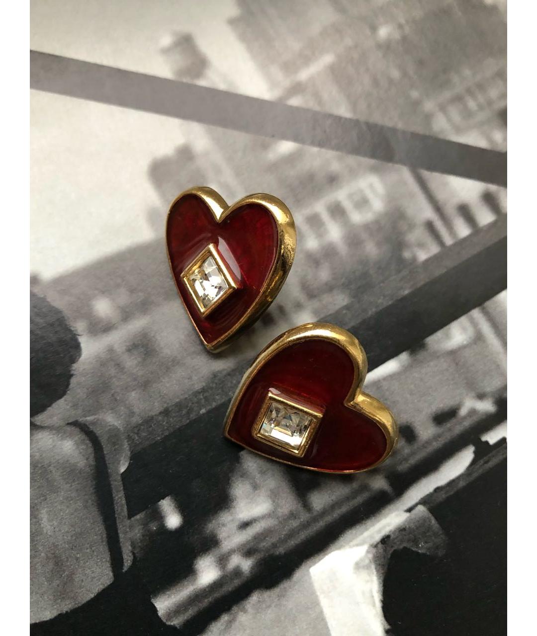 SAINT LAURENT Красные металлические серьги, фото 5