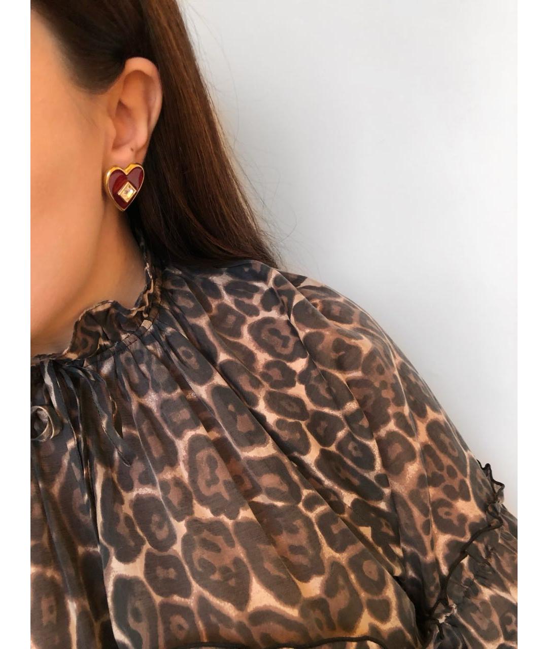 SAINT LAURENT Красные металлические серьги, фото 3